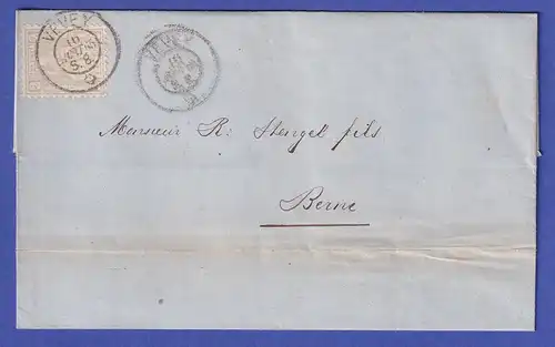 Schweiz Sitzende Helvetia 2 Rp Mi.-Nr. 20 auf Brief von VEVEY nach BERN 1865