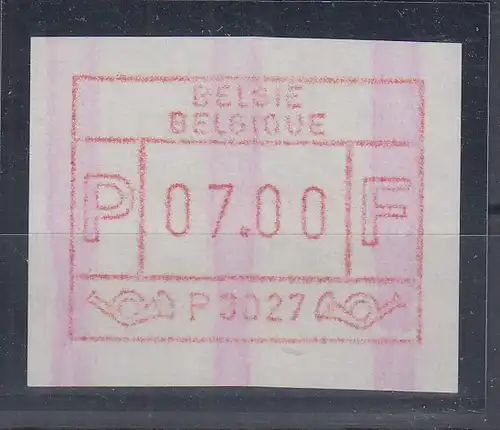 Belgien FRAMA-ATM P3027 St.-Niklaas mit ENDSTREIFEN ** Wert 07,00  SELTEN !