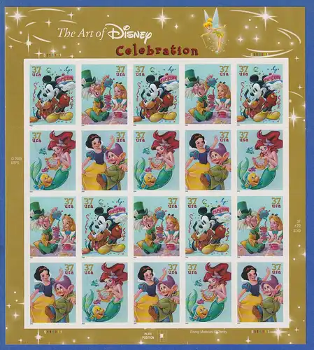 USA 2005 Walt Disney Mi-Nr 3940-3943 Folienbogen mit 20 Marken ** 