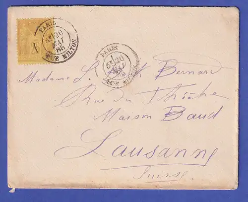 Frankreich 1885 Mi.-Nr. 78 auf Brief von PARIS nach LAUSANNE