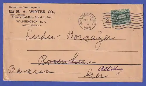 USA 1905 Brief mit Mi.-Nr. 138 von WASHINGTON D.C. nach ALTÖTTING