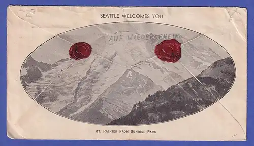USA 1937 Luftpost-Brief mit Mi.-Nr. 323 senkr. Paar von SEATTLE nach SCHLEIẞHEIM