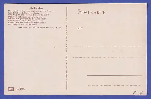 Deutsches Reich um 1920 Ansichtskarte Loreley ungelaufen