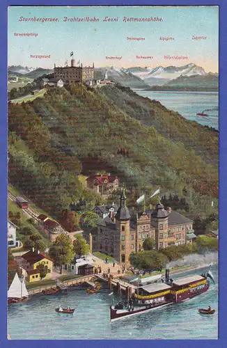 Bayern um 1900 Ansichtskarte Starnberger See Drahtseilbahn ungelaufen