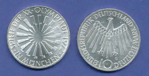 Olympische Spiele 1972, 10DM Silber-Gedenkmünze Spirale MÜNCHEN  -  G
