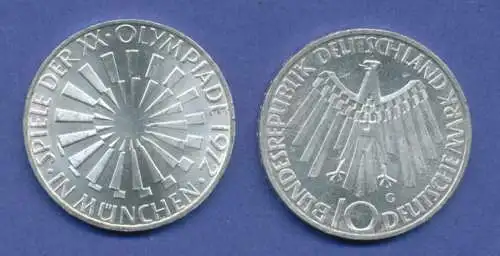 Olympische Spiele 1972, 10DM Silber-Gedenkmünze Spirale MÜNCHEN  -  G