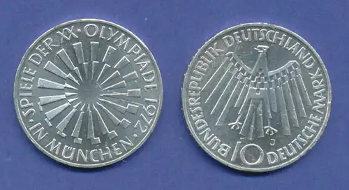 Olympische Spiele 1972, 10DM Silber-Gedenkmünze Spirale MÜNCHEN  -  J