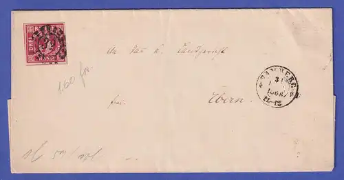 Bayern 1866 Mi.-Nr. 9 mit OMR 32 auf Brief von Bamberg nach Ebern