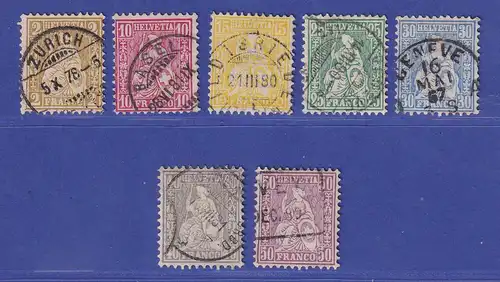 Schweiz 1867/81 Sitzende Helvetia  Mi.-Nr. 29-35 Satz kpl. gestempelt  