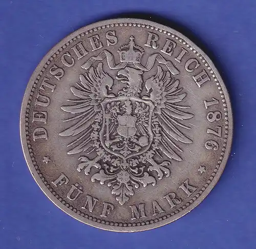 Deutsches Kaiserreich Preußen Kaiser Wilhelm I. 5 Mark 1876 C s-ss