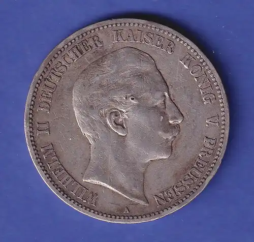 Deutsches Kaiserreich Preußen Kaiser Wilhelm II. 5 Mark 1904 A s-ss