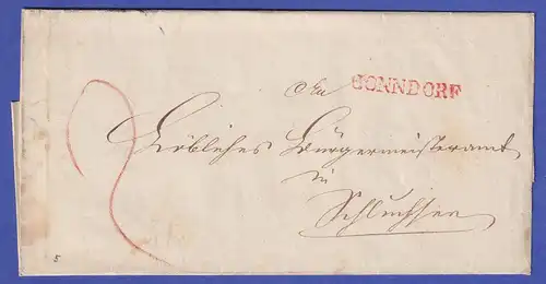Baden 1846 Vorphila-Brief mit rotem Einzeiler BONNDORF