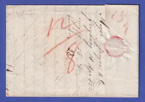 Baden 1832 Vorphila-Brief mit rotem Zweizeiler R.1.FREYBURG