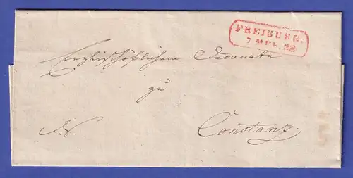 Baden 1838 Vorphila-Brief mit rotem Kastenstempel FREIBURG