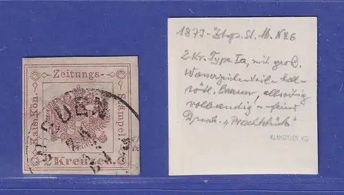 Österreich 1877 Zeitungsstempelmarke Mi.-Nr. 6 Z I x gestempelt gepr. KLAMBAUER