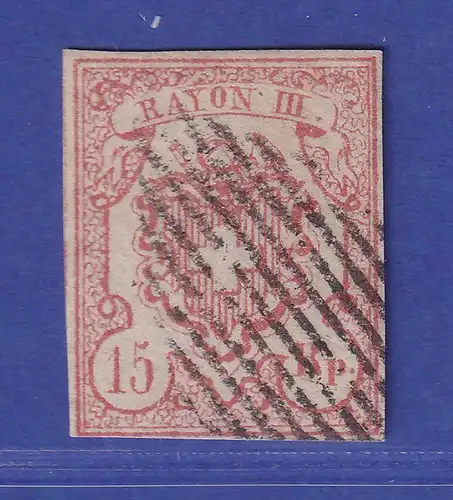 Schweiz 1852 Wappen und Posthorn RAYON III Mi.-Nr. 12 a  O  gepr. KIMMEL BPP