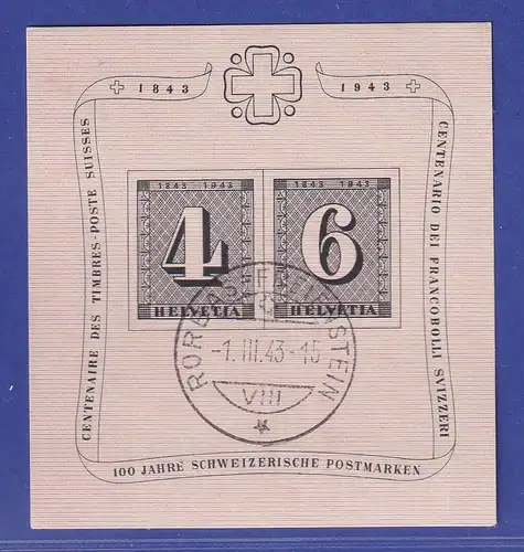 Schweiz 1943 Hundert Jahre Schweizer Briefmarken Mi.-Nr. Block 8 gestempelt  