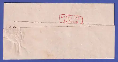 Baden 1850 Brief mit rotem Achteckstempel MÖSKIRCH