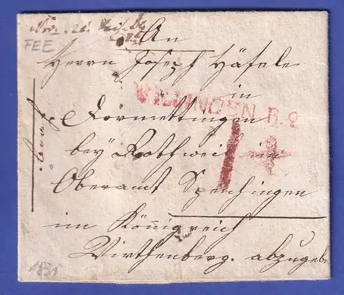 Baden 1831 Vorphila-Brief mit rotem Einzeiler VILLINGEN.R.2