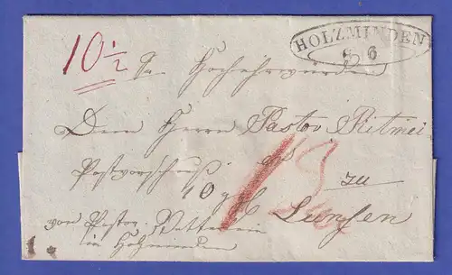 Braunschweig nach 1835 Brief mit schwarzem Schnallenstempel HOLZMINDEN