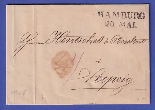 Hamburg 1828 Vorphila-Brief mit schwarzem Zweizeiler HAMBURG