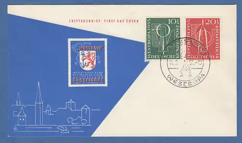 Bundesrepublik 1955 WESTROPA Mi.-Nr. 217-18 auf FDC , So.-O DÜSSELDORF