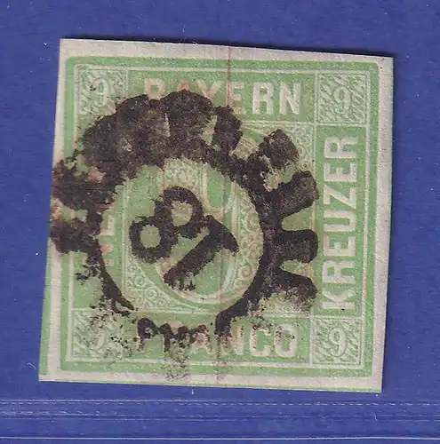 Bayern 9 Kreuzer grün Mi.-Nr. 5 b III mit GMR 18 gepr. BRETTL BPP