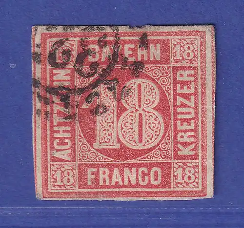 Bayern 18 Kreuzer rot Mi.-Nr. 13 a mit OMR 325 gepr. PFENNINGER