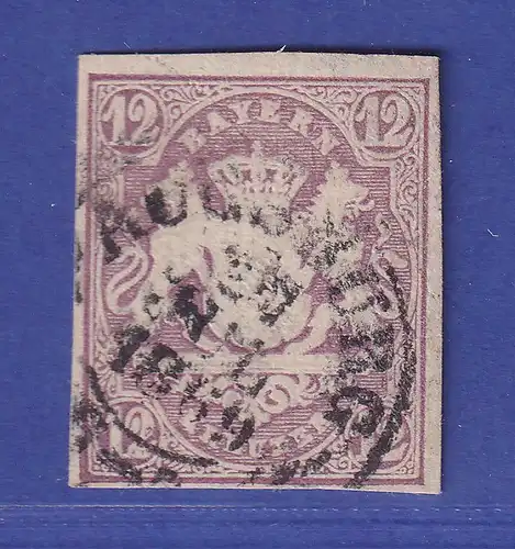 Bayern Wappen 12 Kreuzer Mi.-Nr. 18 O AUGSBURG gepr. PFENNINGER