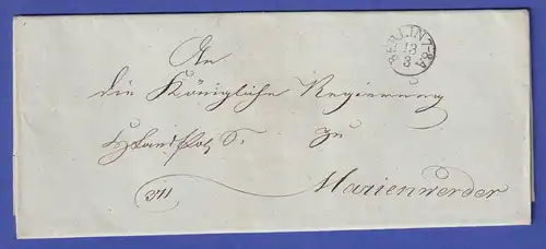 Preußen nach 1817 Vorphila-Brief mit schwarzem Fingerhutstempel BERLIN