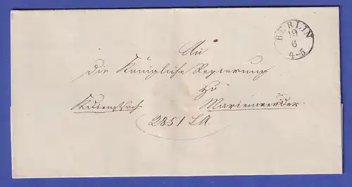 Preußen ca. 1839 Vorphila-Brief mit schwarzem Einkreisstempel BERLIN 