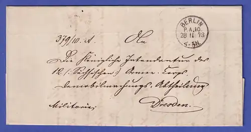 Dt. Reich Preußen 1873 Brief mit schwarzem Einkreisstempel BERLIN 