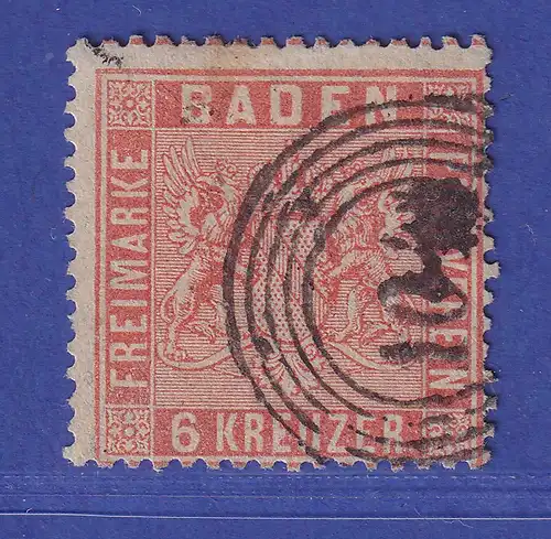 Baden 6 Kr lachsrot Wappen Mi.-Nr. 11 a gestempelt  gepr. PFENNINGER