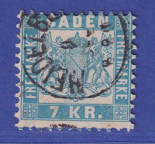 Baden 7 Kreuzer hellblau Mi.-Nr. 25 b  O HEIDELBERG gepr. PFENNINGER