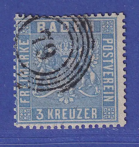 Baden 3 Kreuzer ultramarin Wappen Mi.-Nr. 10 b gestempelt gepr. PFENNINGER 
