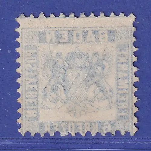 Baden 6 Kr ultramarin Wappen Mi.-Nr. 19 a O rückseitig mit Abklatsch