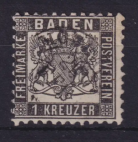 Baden 1 Kreuzer schwarz Wappen Mi.-Nr. 17 a gestempelt 