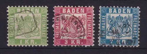 Baden Wappen Mi.-Nr. 23-25 kompletter Satz gestempelt