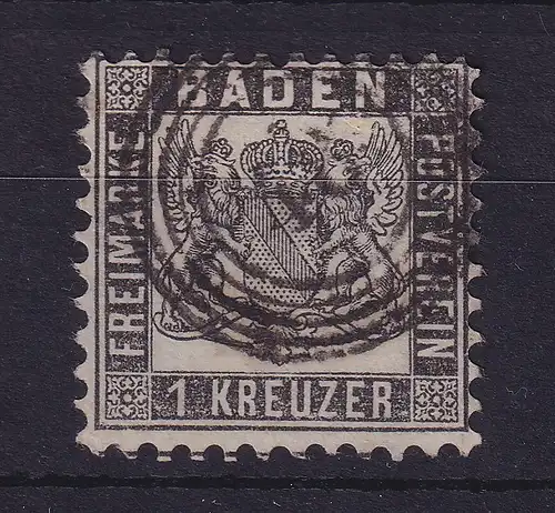 Baden 1 Kreuzer schwarz  Mi.-Nr. 17 a  O Gengenbach