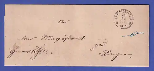 Preußen 1854 Brief mit schwarzem Einkreisstempel DETMOLD