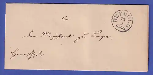 Preußen 1848 Vorphila-Brief mit schwarzem Einkreisstempel DETMOLD 