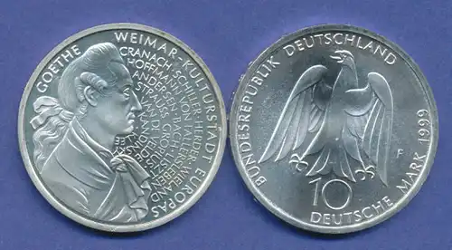 Bundesrepublik 10DM Silber-Gedenkmünze 1999, Johann Wolfgang von Goethe