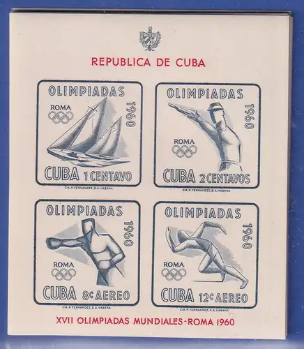 Kuba 1960 Olympische Spiele in Rom Mi.-Nr. Block 18 postfrisch **