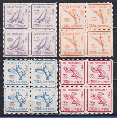 Kuba 1960 Olympische Spiele in Rom Mi.-Nr. 669-72 4er-Block-Satz postfrisch **