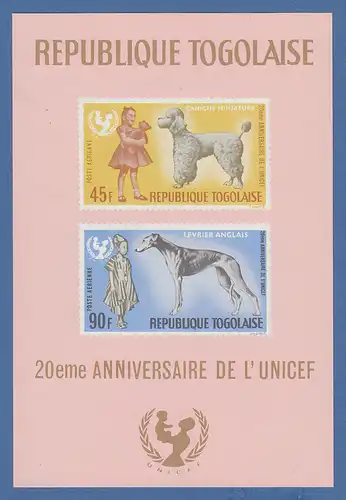 Togo 1967 UNICEF Hunde Mi.-Nr. Block 26 postfrisch **