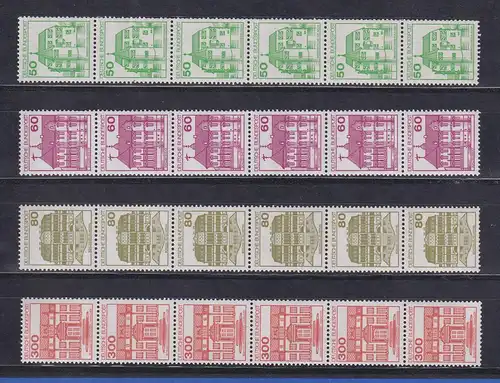 Bund 1987 Burgen&Schlösser Letterset 4 Werte jeweils 6er-Streifen ** 