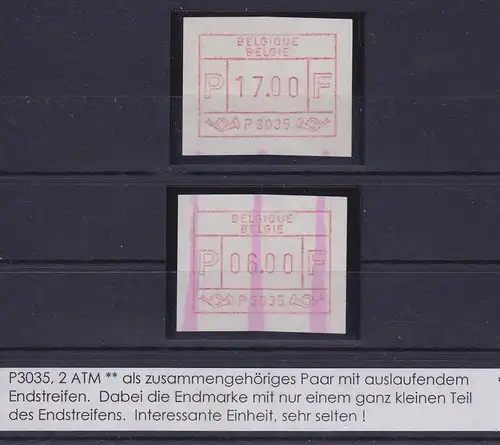 Belgien FRAMA-ATM P3035 ENDSTREIFEN-Ende über 2 ATM **