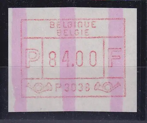 Belgien FRAMA-ATM P3038 Braine L'Alleud mit ENDSTREIFEN ** Höchstwert 84,00 Bfr.