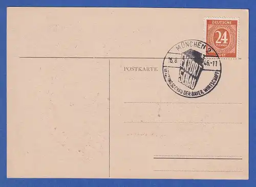 Postkarte 1946 Demokratie ist Freiheit Gruss aus München, Münchner Kindl 