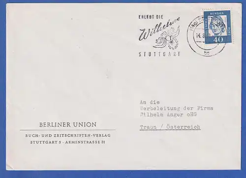 Bund Lessing 40Pfg-Wert Mi-Nr. 355x auf Brief von Stuttgart nach Österreich
